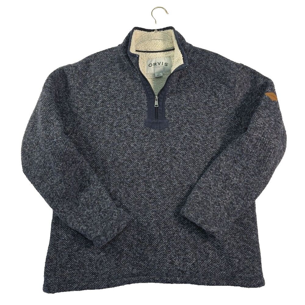Orvis Classic Collection Quarter Zip Pullover Sweater Men's Large Fleece Lined